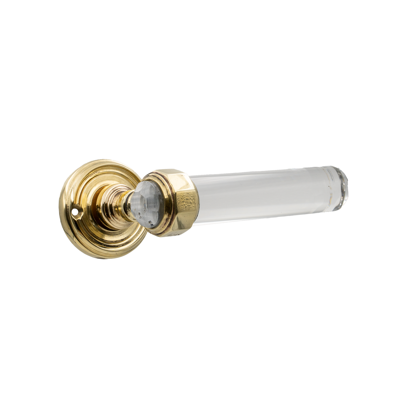 Maniglia "PES Sfaccettata" in Ottone e Plexiglass - Design Unico Ispirato agli Anni '70