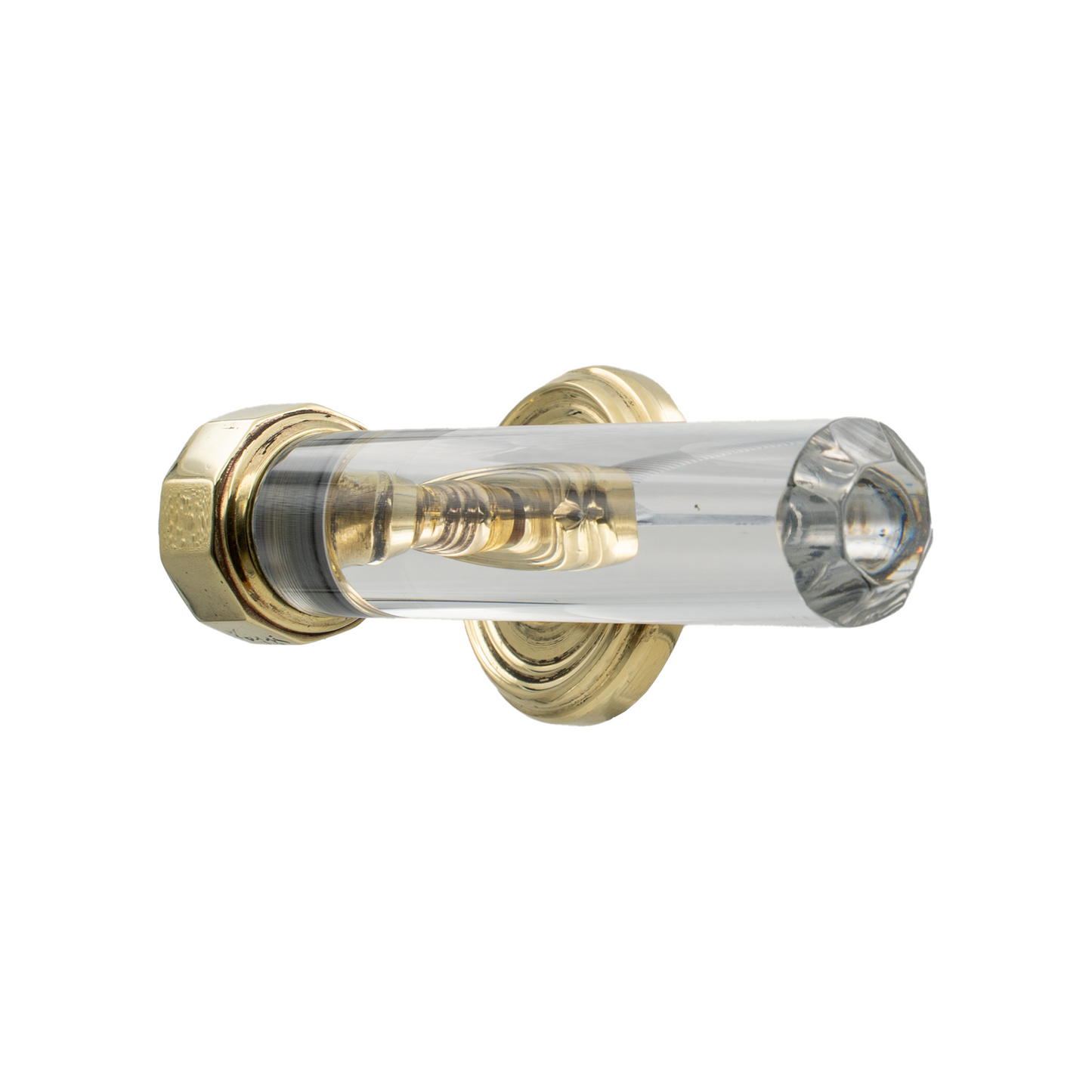 Maniglia "PES Sfaccettata" in Ottone e Plexiglass - Design Unico Ispirato agli Anni '70