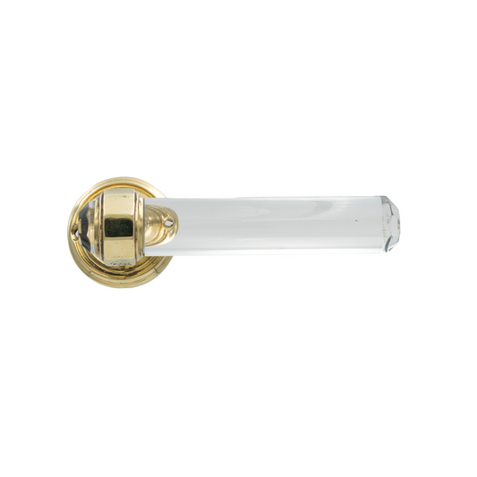 Maniglia "PES Sfaccettata" in Ottone e Plexiglass - Design Unico Ispirato agli Anni '70